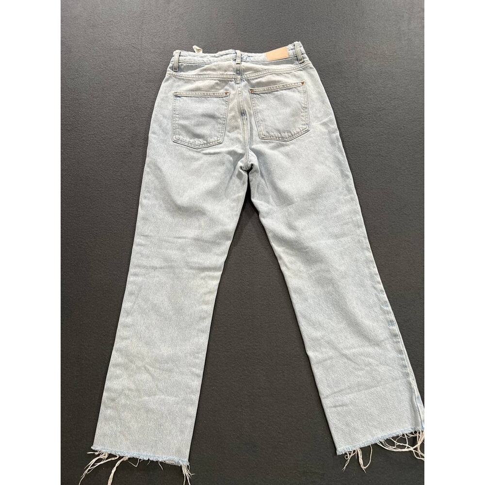 Zara Women High Rise Straight Leg Raw Hem Jeans Y2K Wash Blue Size 6 A008711 - Picture 8 of 9